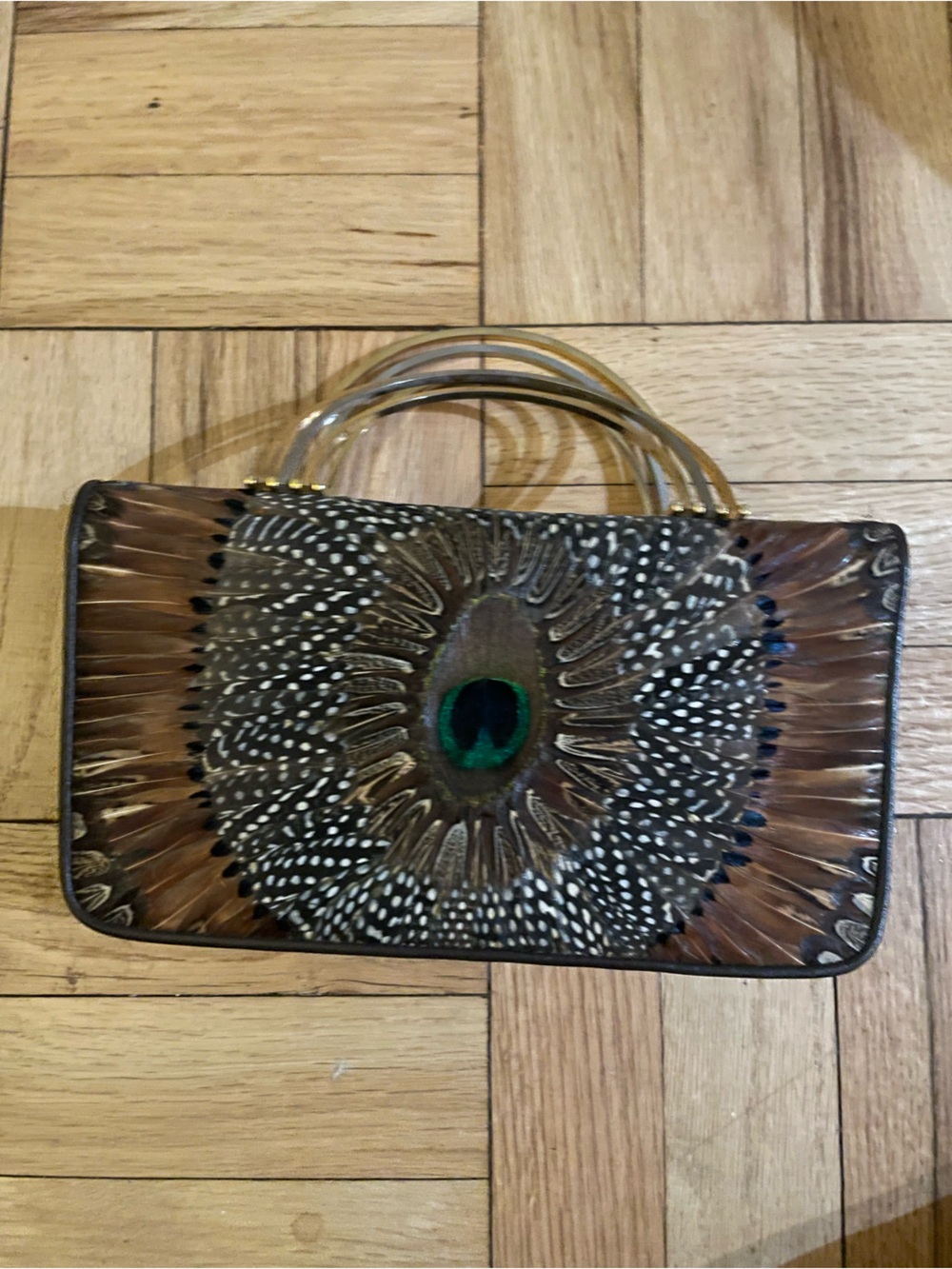 Vintage Faux Feather Leather Purse